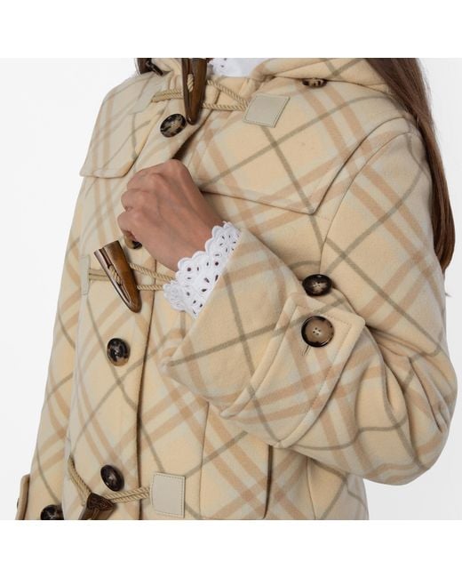 Burberry Natural All Over Check Pattern Wool Blend Hooded Jacket, Brand Size 6 Us for men