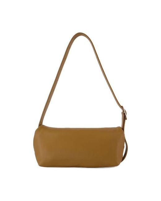 Jil Sander Metallic Leather Calfskin Shoulder Bag Khaki