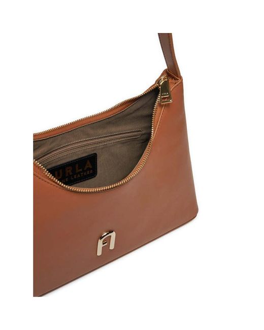 Furla Brown Diamante Logo Shoulder Bag