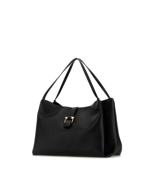 Ferragamo Black Leather Shopping Bag