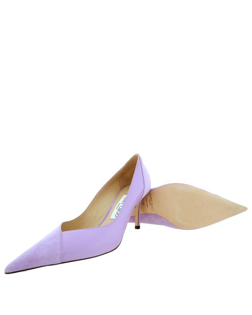 Jimmy Choo Purple Cass 75 Mixed Leather Pumps