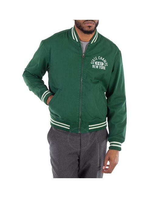 Polo Ralph Lauren Green Text-Print Cotton Bomber Jacket for men