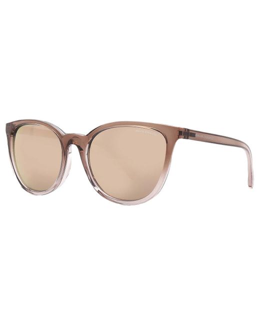 Armani Exchange Brown Grey Mirror Rose Gold Oval Sunglasses Ax4077sf 82574z 56
