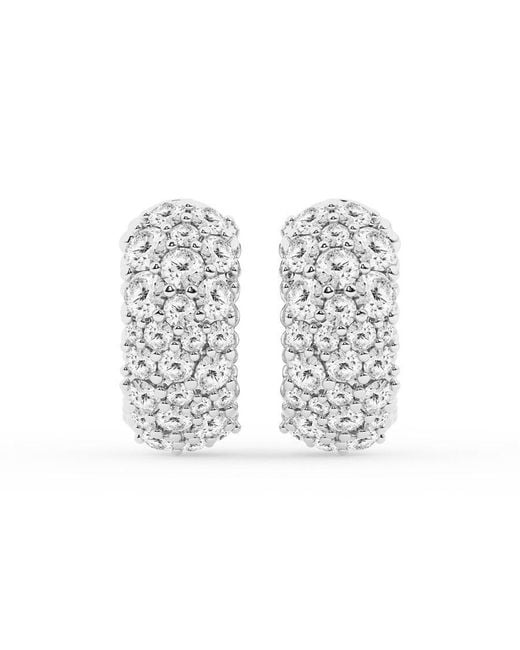 Brilliant Diamond Metallic 2 Carat Round Lab Grown Cluster Diamond Hoop Earrings