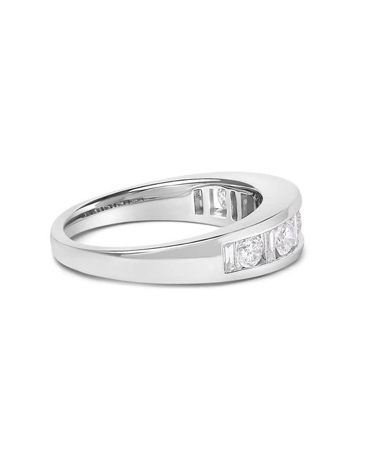 Haus of Brilliance White 14K Alternating 1.0 Cttw Round And Baguette Diamond Channel Band Ring
