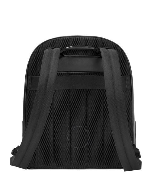 Montblanc Black Adjustable Strap Leather Backpack for men