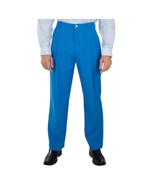 Burberry Blue Vivid Wool Tailored Trousers, Brand Size 54 (Waist for men