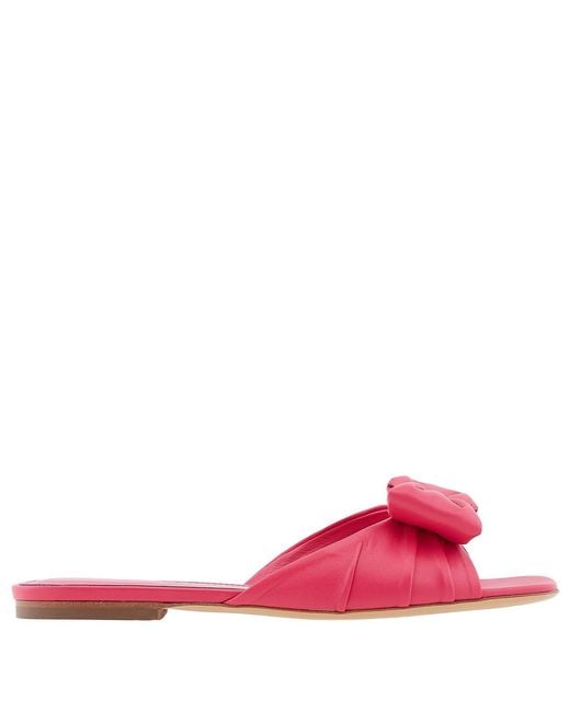 Ferragamo Pink Ferragamo Vara Bow Leather Slides