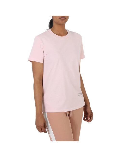 Moncler Pink Cotton Slogan Print Short-sleeve T-shirt