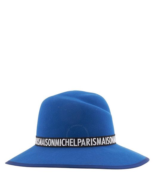 Maison Michel Blue Ocean Virginie Felt Fedora Hat