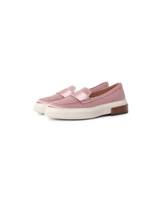 Tod's Pink Tod's Satin-Finish Effect Loafers