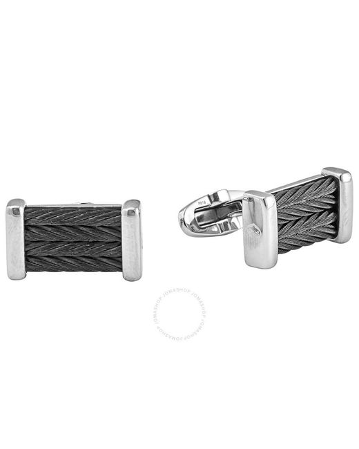 Charriol Chevron Cable Cufflinks- Grey/ Black for men