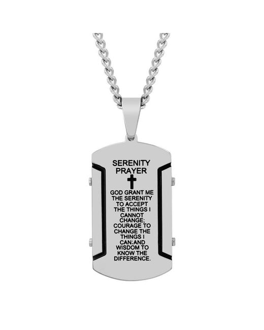 Robert Alton White Stainless Steel Serenity Prayer Dog Tag Necklace for men