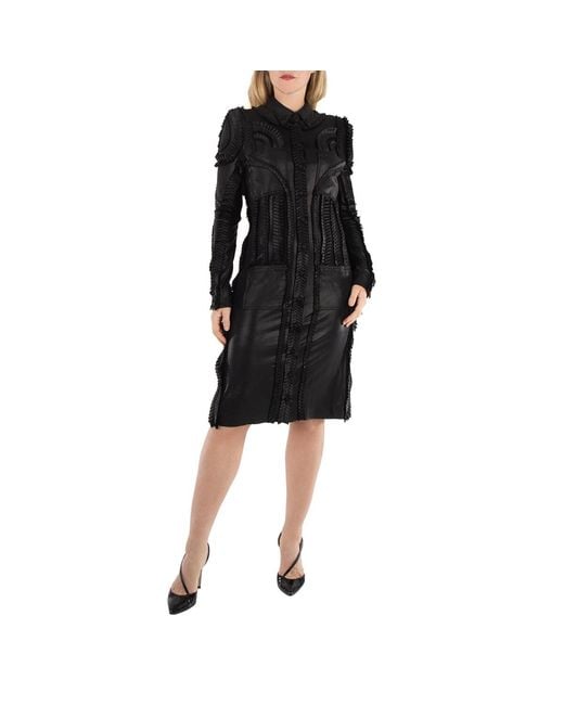 Burberry Black Detail Pleated Stretch Jersey Shirt Dress, Brand Size 8 (Us