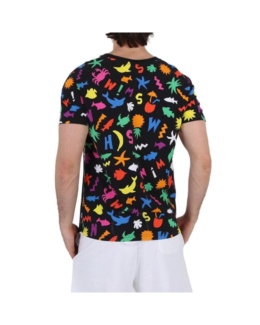 Moschino Black Stretch Cotton All-over Print T-shirt for men