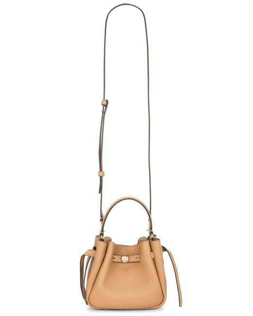 Tory Burch Natural Mini Romy Pebbled Leather Bucket Bag
