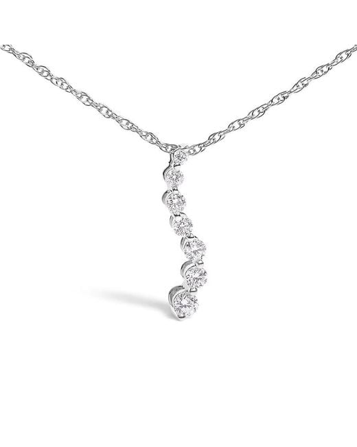 Haus of Brilliance Metallic 925 Sterling 1/4 Cttw Lab Grown Diamond Journey Pendant Necklace