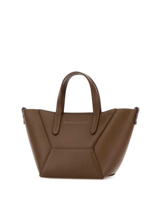 Brunello Cucinelli Brown Mid Leather Handbag