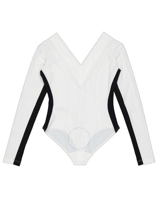 Burberry White Two-tone Stretch Jersey Bodysuit