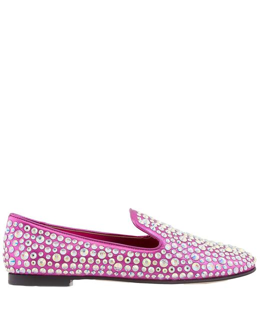 Giuseppe Zanotti Purple Rhinestone Embellised Loafers, Brand Size 38 Us