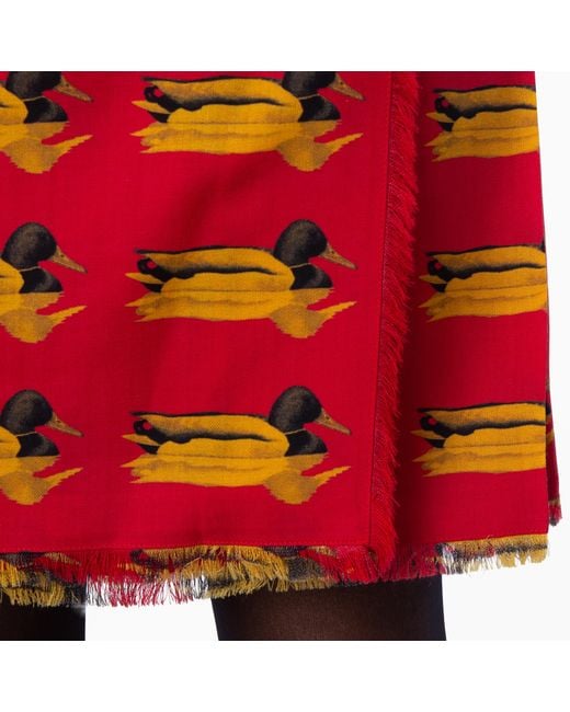 Burberry Red Duck Print Wool Mini Skirt, Brand Size 4 Us