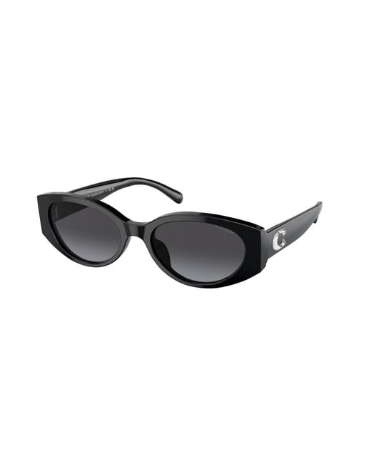 COACH Black Grey Gradient Oval Sunglasses