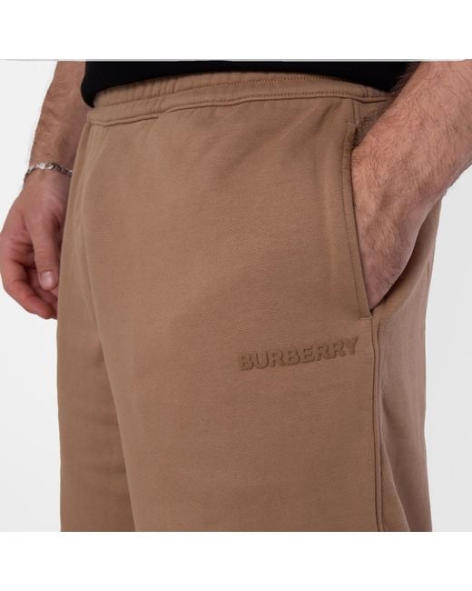 Burberry Natural Raphael Logo Embroidered Cotton Shorts for men