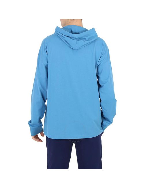 Moschino Blue Couture Light Logo Print Hoodie for men