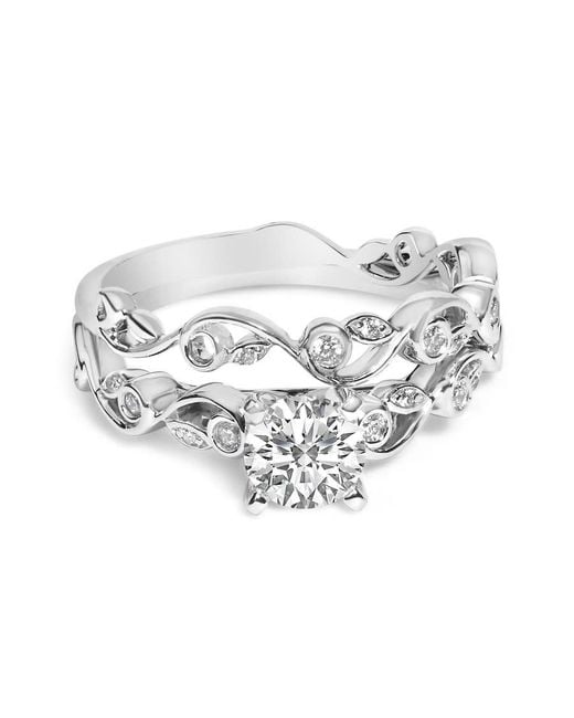 Haus of Brilliance White 14K Lab Grown Diamond 1.0 Cttw Vintage Style Engagement Ring And Band Set