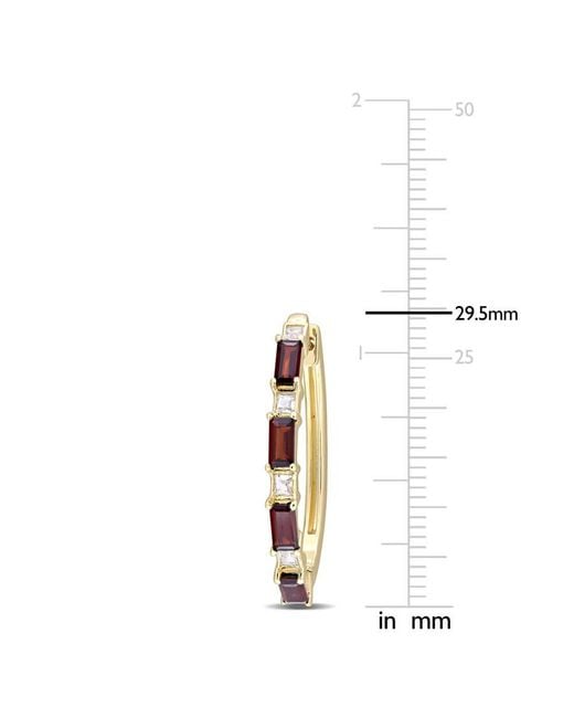 Amour Metallic 3 Ct Tgw Baguette Garnet & Topaz Hoop Earring