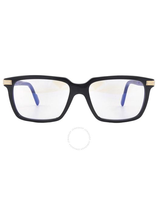 Cartier Black Blue Light Block Photochromatic Rectangular Sunglasses Ct0220s 006 55 for men