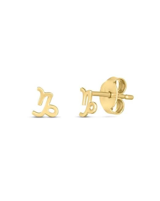 Tresorra Metallic 14K Capricorn Stud Earrings
