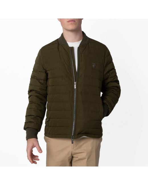 Burberry Green B Shield Logo Down Bomber Jacket for men