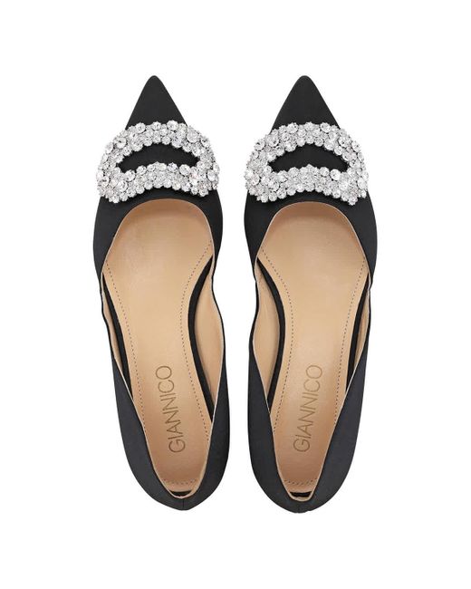 Giannico Black Daphne Crystal-embellished Flat Loafers