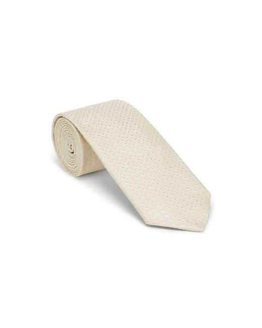 Brunello Cucinelli White Off Silk Tie for men