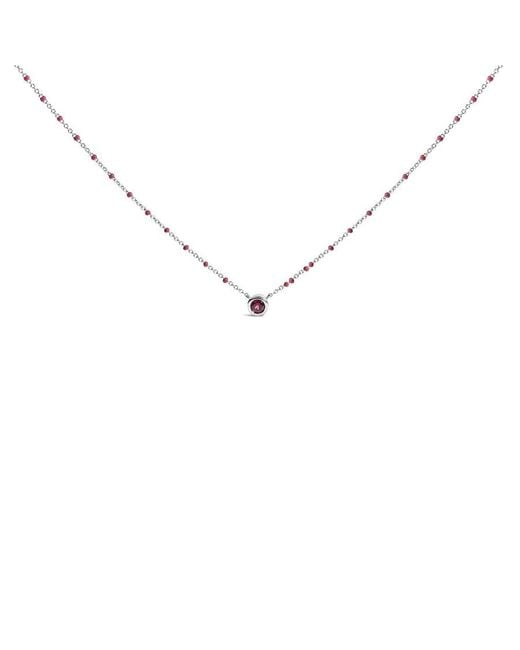 Haus of Brilliance Metallic Sterling Rhodolite Enamel Bead Chain Necklace 18 Inch