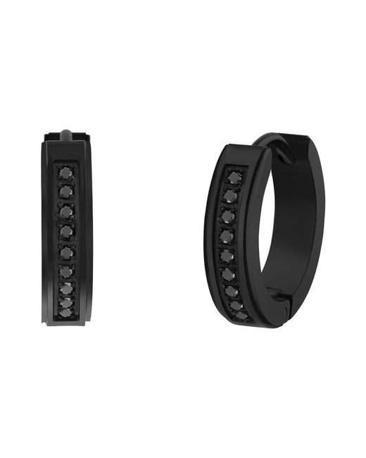 Robert Alton Black 1 /6Ctw Diamond Stainless With Finish Huggie Earrings for men
