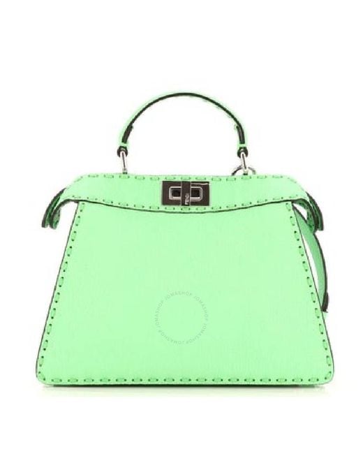Fendi Green Peekaboo Top Handle Leather Bag
