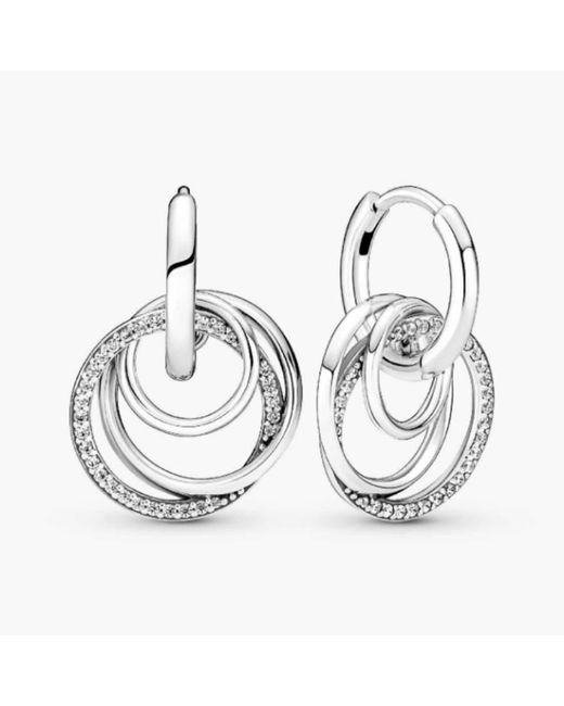 Pandora Metallic Encircled Sterling Hoop Earrings