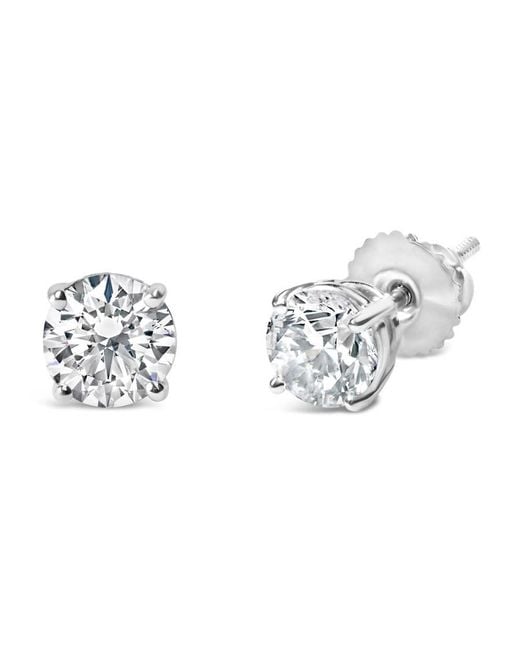 Haus of Brilliance Metallic Igi Certified 14K 1 1/2 Cttw Round Diamond Solitaire Stud Earrings With Screwbacks (F-G Color, I1-I2 Clarity)