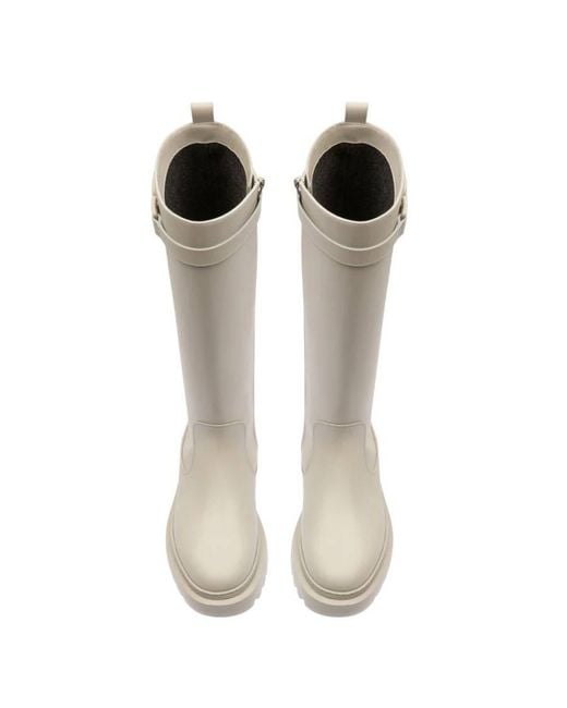 Bally Natural Gaila Leather Long Boots, Brand Size 37 Us
