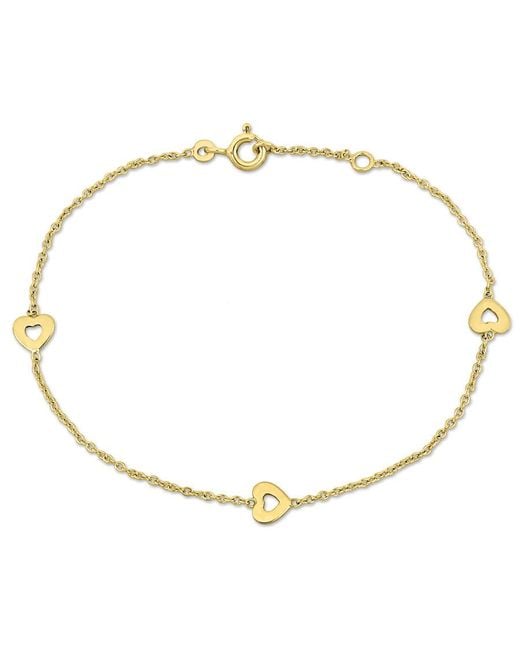 Amour Metallic Enamel Heart Charm Rolo Chain Link Bracelet
