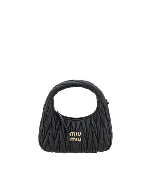 Miu Miu Black Quilted Matelass Leather Shoulder Bag
