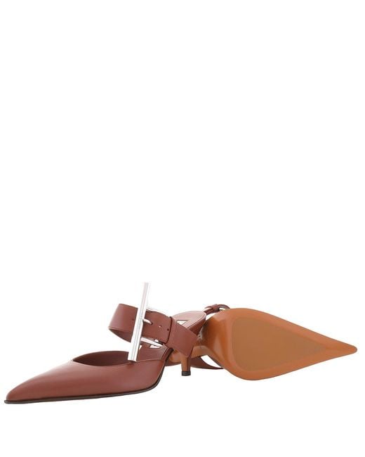 McQueen Brown Ladies Rouge Fonce 70Mm Francisco Leather Mules, Brand Size 37 Us