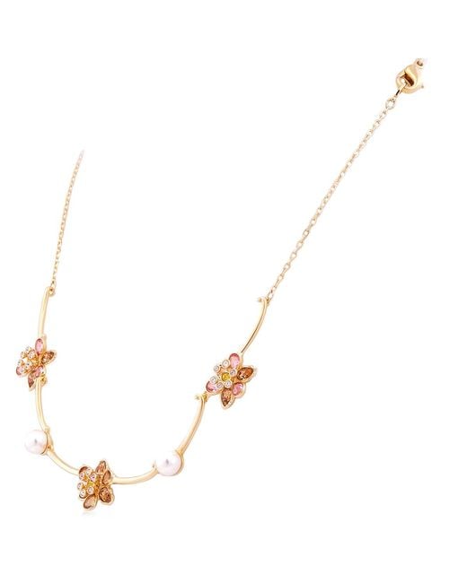 Swarovski Metallic Idyllia Crystal Pearl Flower Necklace for men