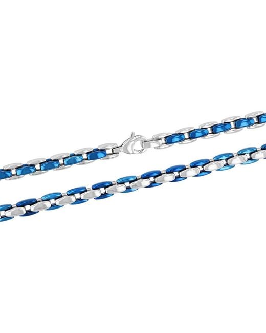 Robert Alton Blue Stainless Steel With & Finish Link Chain for men