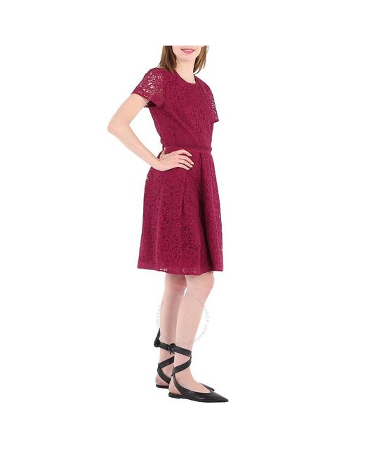 Burberry Red Amber Italian Lace A-line Dress