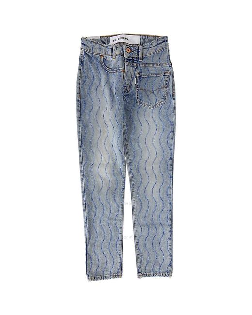 Filles A Papa Blue Turner Crystal Embellished Jeans