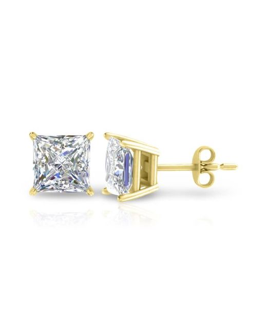 Tresorra Metallic 14K Princess Cut Earth Mined Diamond Stud Earrings