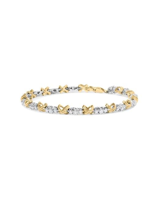 Haus of Brilliance Metallic 10K Two-Tone 1.00 Cttw Diamond X-Link Link Bracelet
